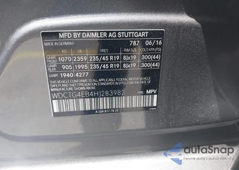 2017 Mercedes-Benz Gla 250 z USA, uszkodzony, nr VIN WDCTG4EB4HJ283982